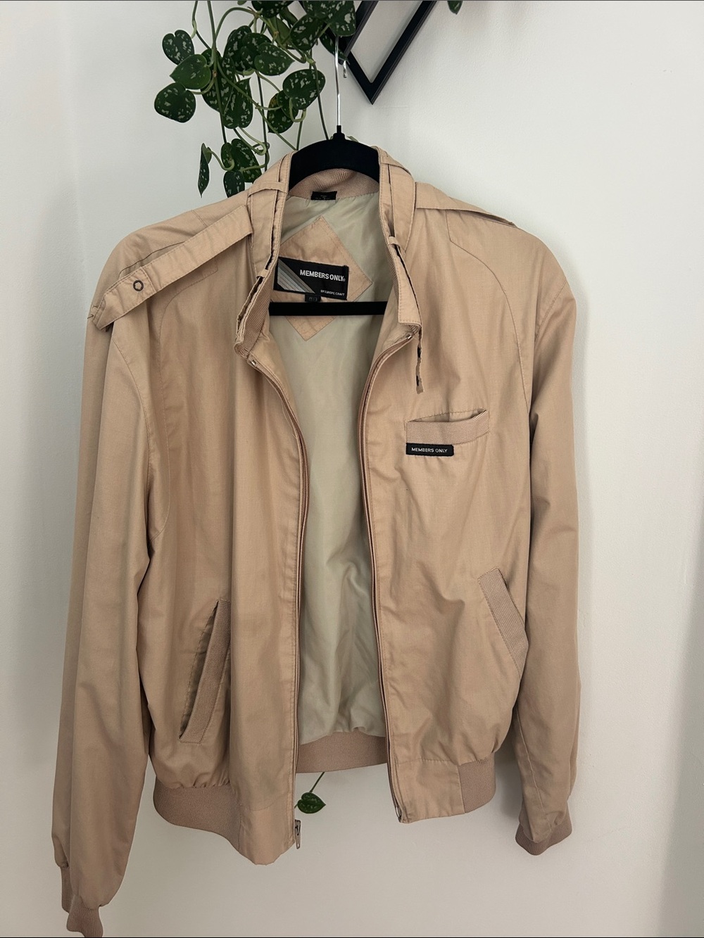 Members Only Beige Lightweight Bomber Jacket- Vintage